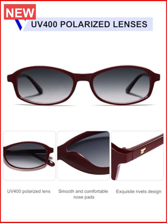 Retro Polarized Rectangle Sunglasses for Women 90s Vintage Thin Frame UV400 main image 2